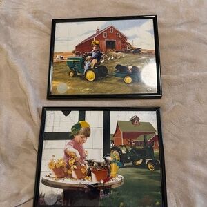 Source Unknown Farm Life Art Prints with Black Frames